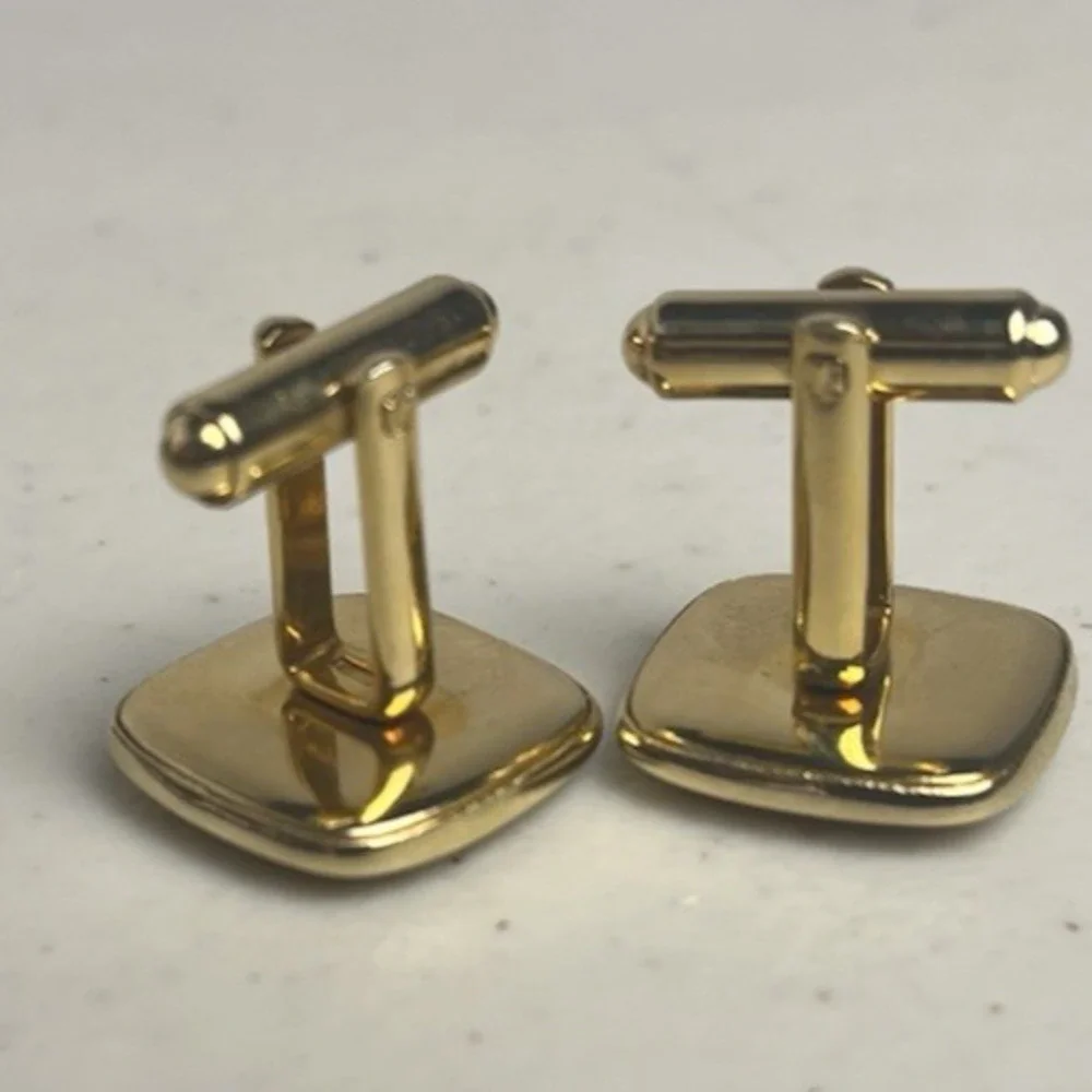 Shriners Cufflinks Red Gold Tone Square Crescent Scimitar Masonic Vintage Retro